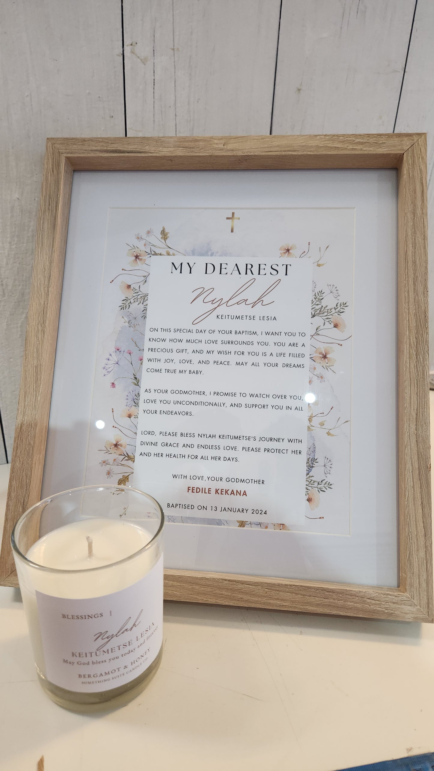 Personalised scented candle and frame set