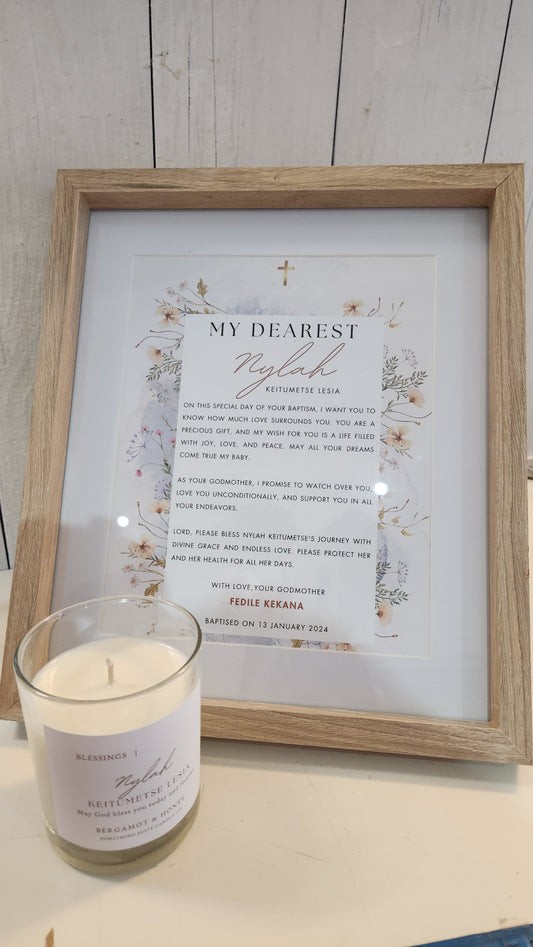 Personalised scented candle and frame set