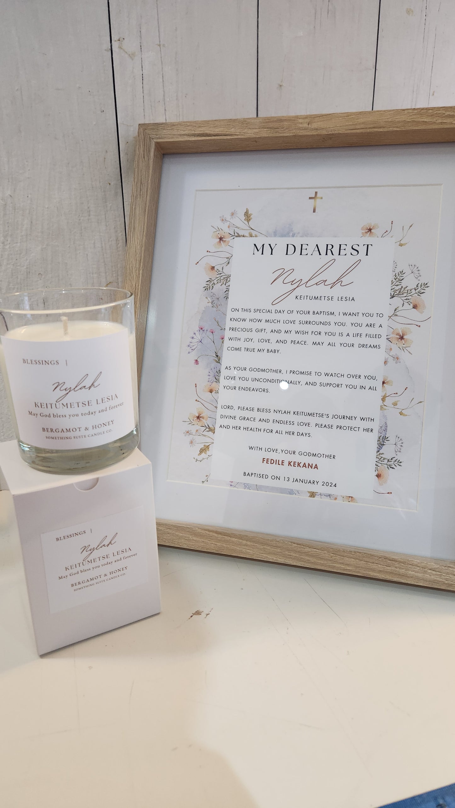 Personalised scented candle and frame set
